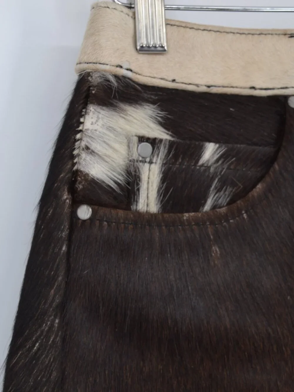 Nasty Gal Animal Print Cow Hide Leather Shorts 4 Brown Cream Western
